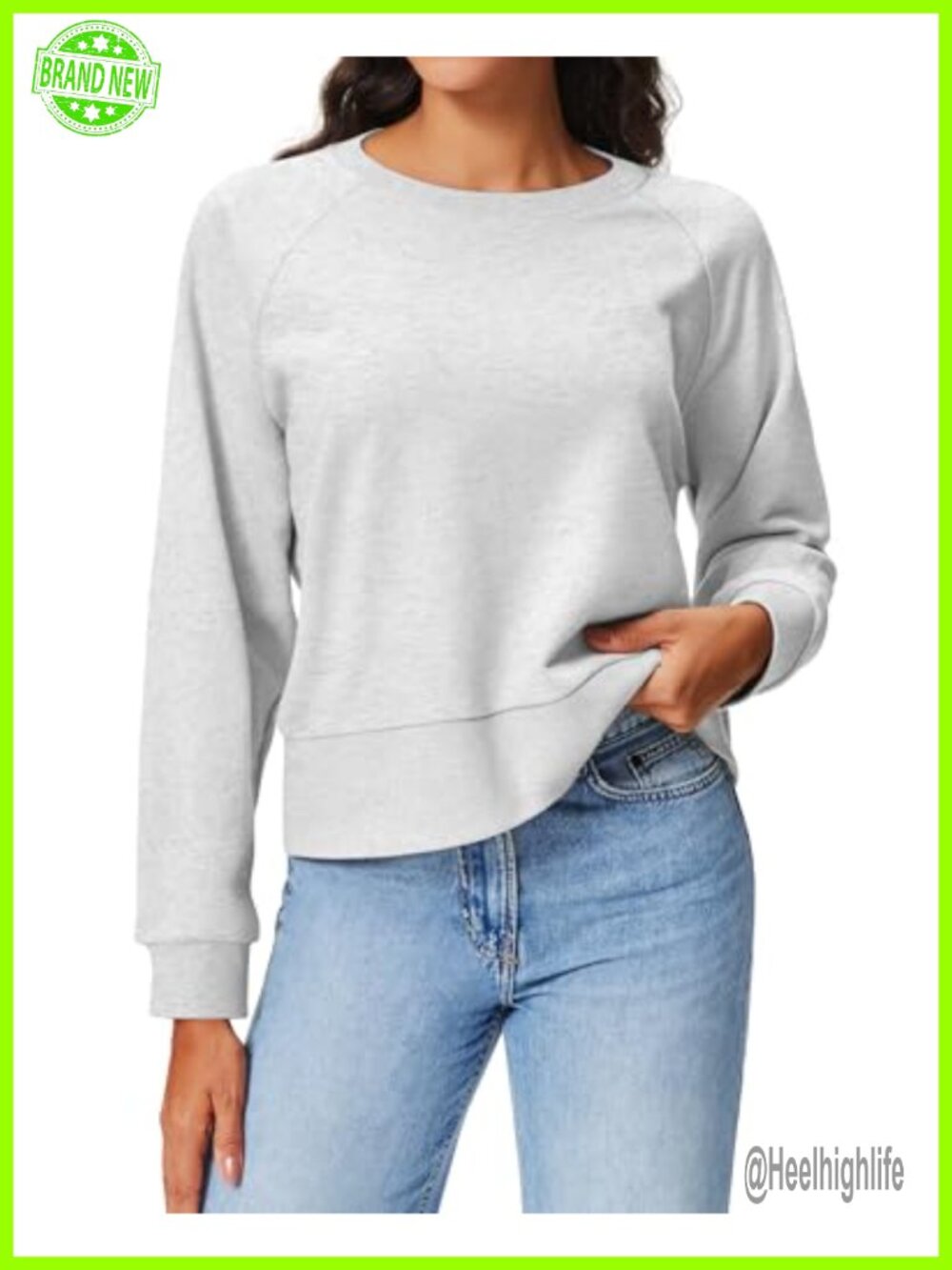 Women's Raglan Crewneck Sweatshirt Relaxed Fit Casual Pullover